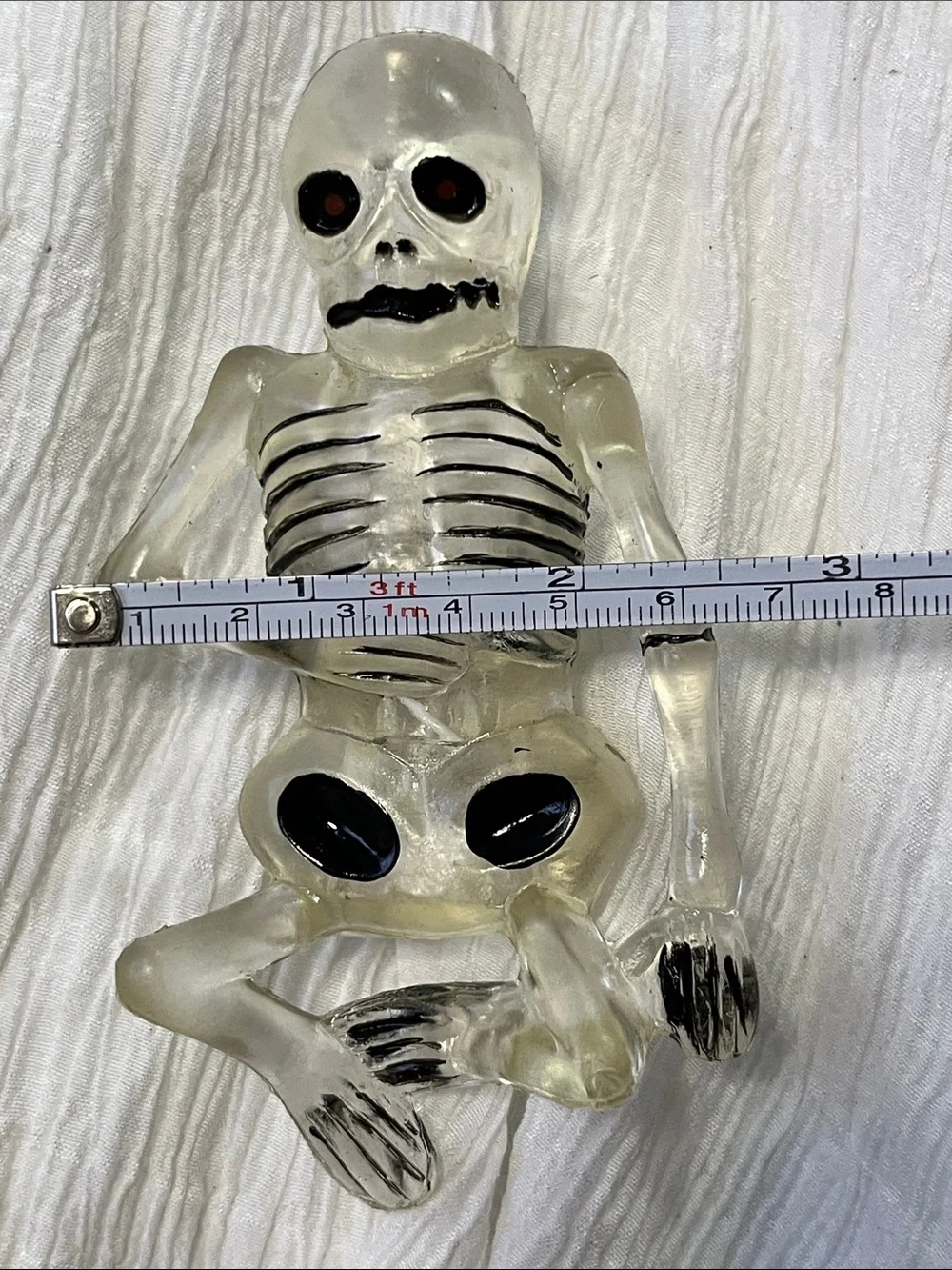 Transparent Skeleton Figurine Halloween Decor with Black Accents